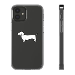 Clear Phone Case — Minimal White Teckel Dog Silhouette